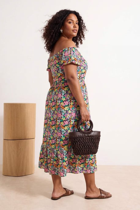 Trendyol Curve Damen Mehrfarbig Geblümt Maxi Kurz Elegant/Abend A-Linie Große Größen Kleid - Image 2