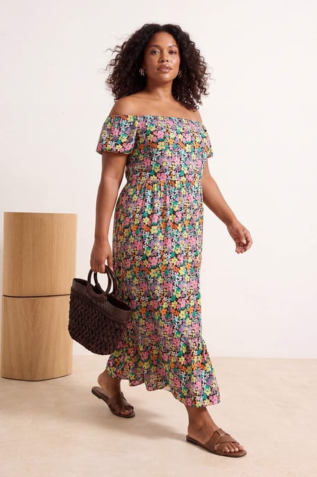 Trendyol Curve Damen Mehrfarbig Geblümt Maxi Kurz Elegant/Abend A-Linie Große Größen Kleid - Image 6