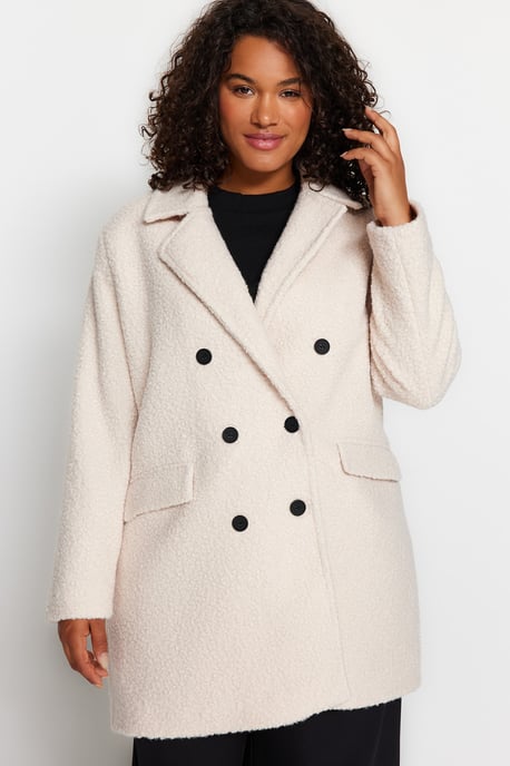 Trendyol Curve Damen Grau Einfarbig Lang Regular Fit Große Größen Mäntel - Image 2