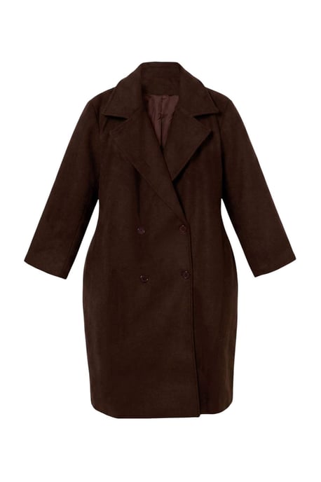 Trendyol Curve Damen Braun Einfarbig Lang Oversize Große Größen Mäntel - Image 3