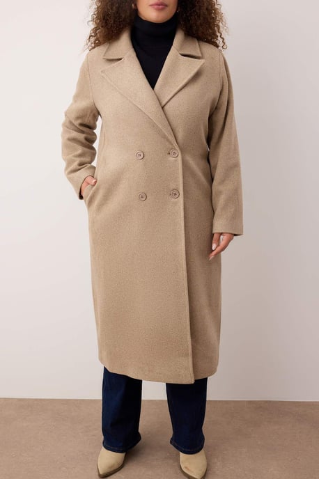 Trendyol Curve Damen Grau Einfarbig Lang Oversize Große Größen Mäntel - Image 2