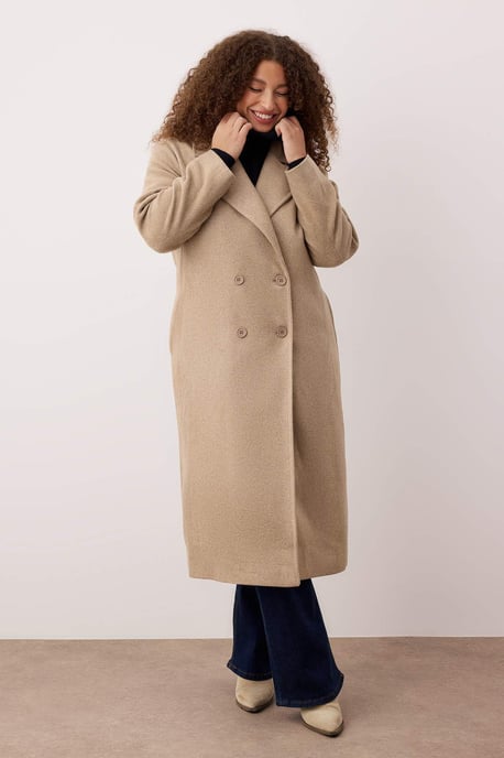 Trendyol Curve Damen Grau Einfarbig Lang Oversize Große Größen Mäntel - Image 6