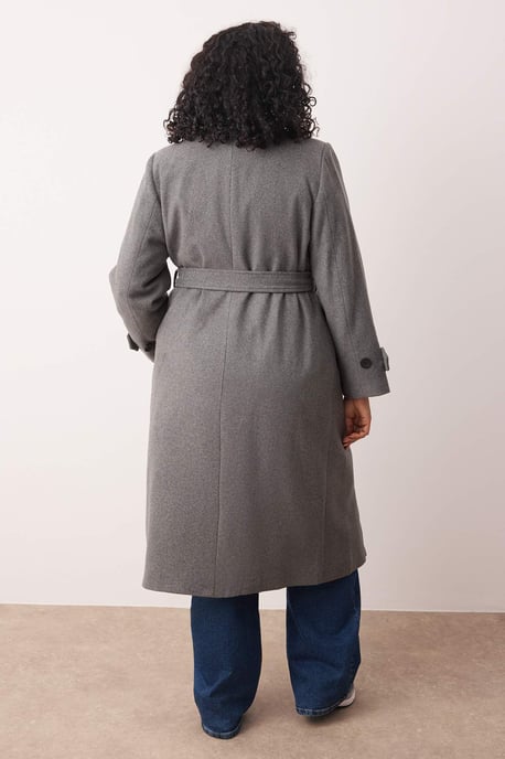 Trendyol Curve Damen Grau Einfarbig Lang Regular Fit Große Größen Mäntel - Image 3
