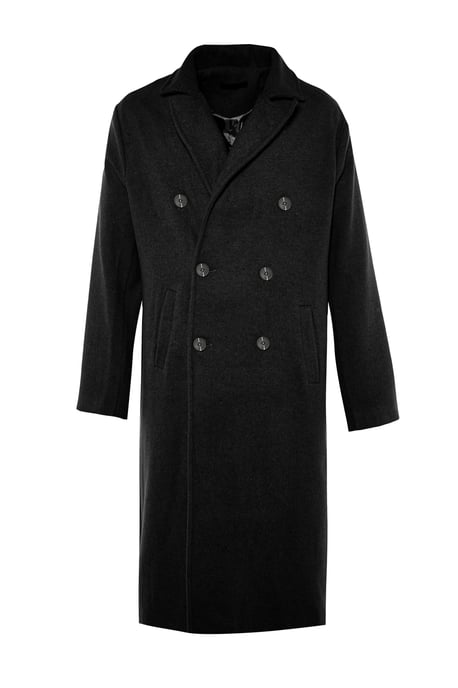 TRENDYOL MAN Herren Schwarz Einfarbig Lang Relaxed Fit Mäntel - Image 5