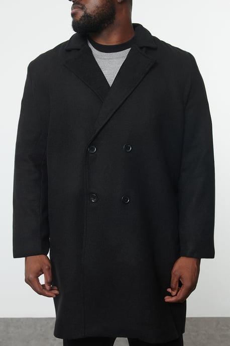 TRENDYOL MAN Herren Schwarz Einfarbig Regular Fit Mäntel - Image 2
