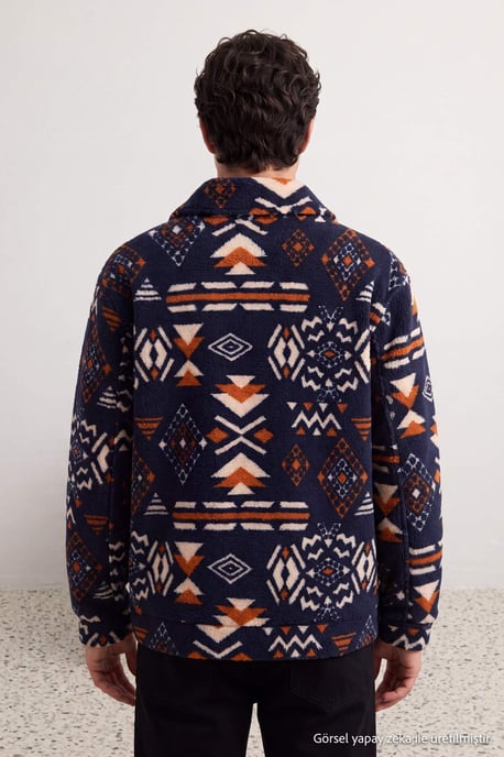 TRENDYOL MAN Herren Dunkelblau Grafik Lang Oversize Winter Jacken - Image 4