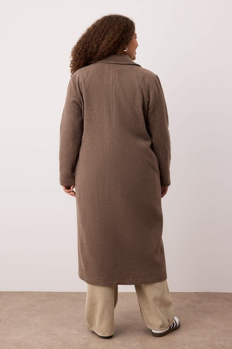 Trendyol Curve Damen Braun Einfarbig Lang Oversize Große Größen Mäntel - Image 3