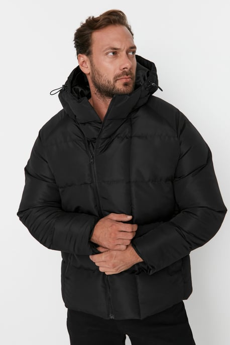 TRENDYOL MAN Herren Schwarz Einfarbig Lang Oversize Winter Jacken - Image 3
