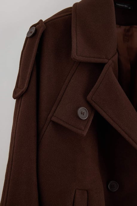 Trendyol Curve Damen Einfarbig Oversize Große Größen Mäntel - Image 4
