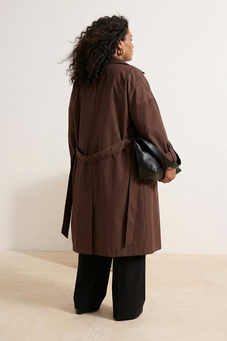 Trendyol Curve Damen Braun Einfarbig Oversize Große Größen Trenchcoats - Image 2