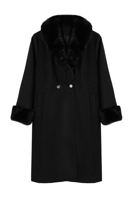 Trendyol Curve Damen Schwarz Einfarbig Lang Regular Fit Große Größen Mäntel - Image 5