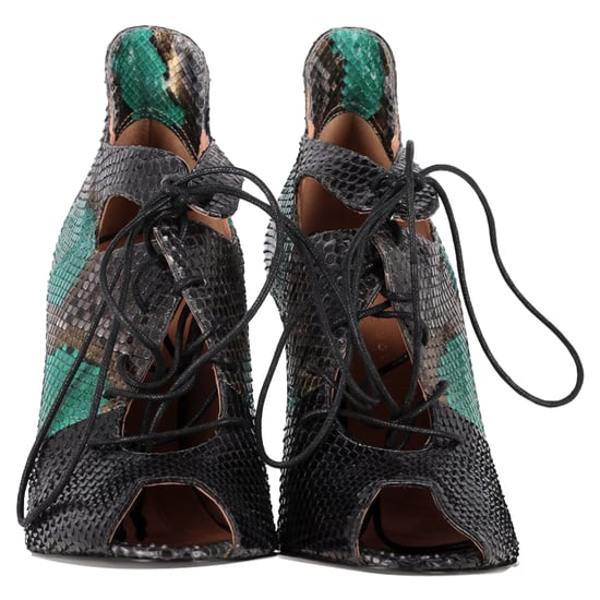 Roland Mouret – Schnürsandalen mit Schlangenmuster aus grünem Leder - Image 2