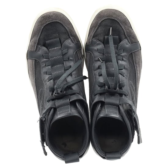 Ermenegildo Zegna Couture High-Top-Sneaker aus schwarzem Canvas und Leder - Image 3