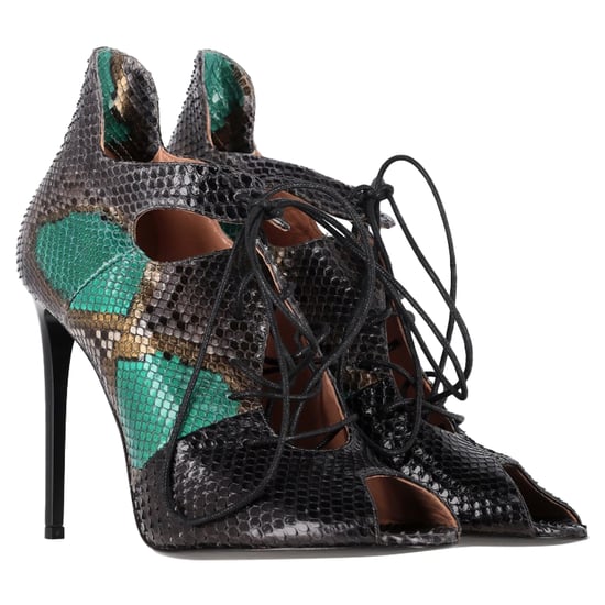 Roland Mouret – Schnürsandalen mit Schlangenmuster aus grünem Leder - Image 4
