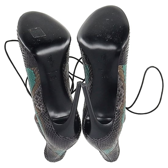 Roland Mouret – Schnürsandalen mit Schlangenmuster aus grünem Leder - Image 6