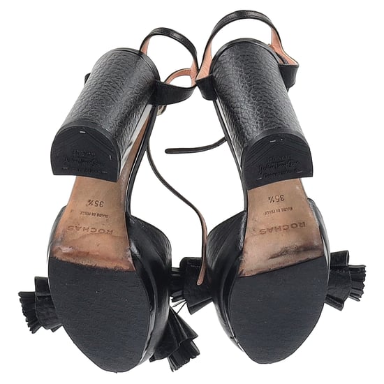 Rochas – Plateausandalen mit Knöchelriemen und Quastendetail aus schwarzem Leder - Image 6