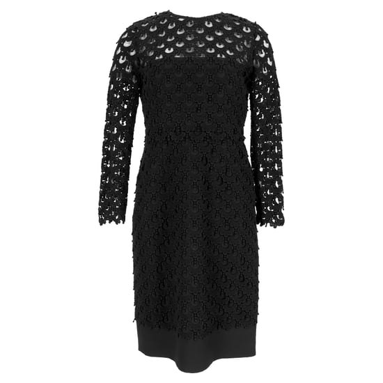 Schwarzes, mittellanges Kleid von Valentino aus Baumwolle mit Spitzenmuster - Image 1