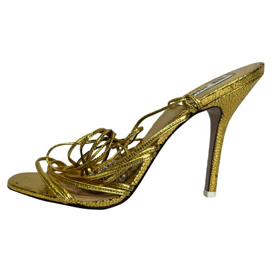 Die Attico Kristall-Kugel verzierten Strapsandaletten aus goldenem Leder - Image 6