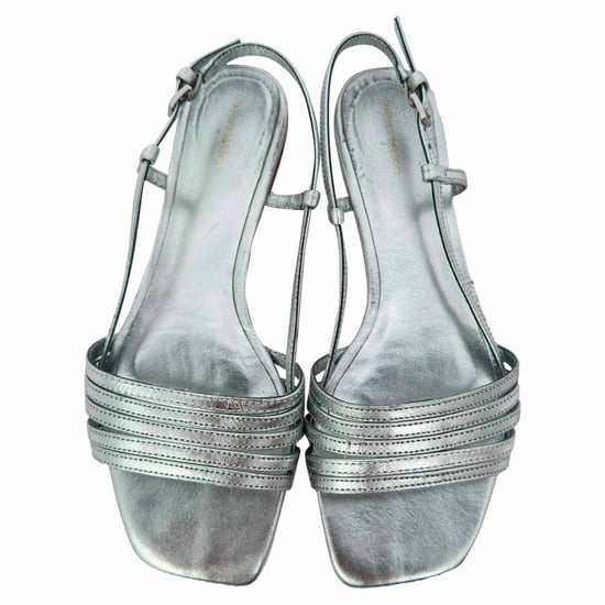 Reformation Millie Lattice Sandalen aus silberfarbenem Leder - Image 4