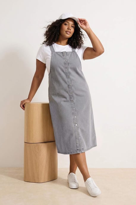 Trendyol Curve Damen Grau Einfarbig Midi Ärmellos Casual Gilet Große Größen Kleid - Image 2
