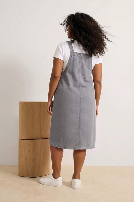 Trendyol Curve Damen Grau Einfarbig Midi Ärmellos Casual Gilet Große Größen Kleid - Image 6