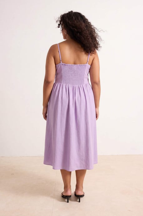 Trendyol Curve Damen Lila Einfarbig Midi Ärmellos Casual A-Linie Große Größen Kleid - Image 2