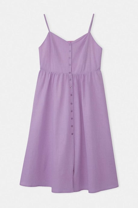 Trendyol Curve Damen Lila Einfarbig Midi Ärmellos Casual A-Linie Große Größen Kleid - Image 3