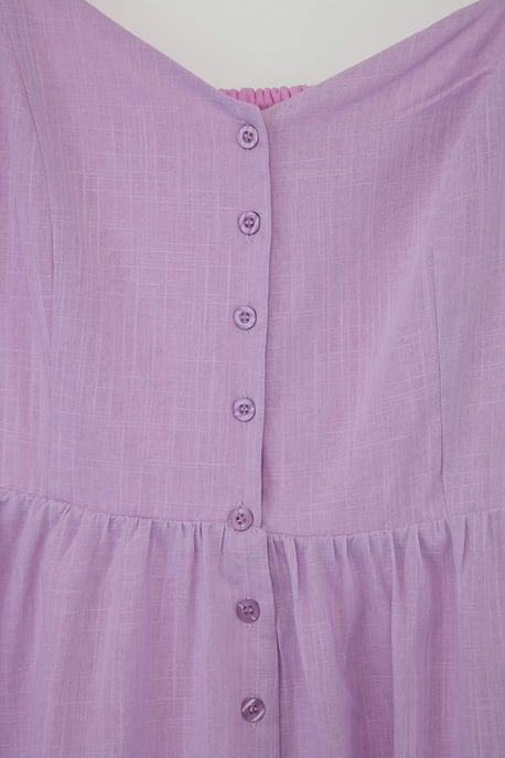Trendyol Curve Damen Lila Einfarbig Midi Ärmellos Casual A-Linie Große Größen Kleid - Image 4