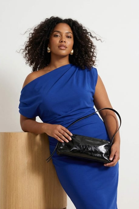 Trendyol Curve Damen Blau Einfarbig Midi Ärmellos Casual Bodycon Große Größen Kleid - Image 6