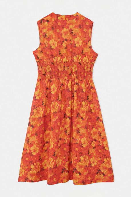 Trendyol Curve Damen Orange Geblümt Midi Kurz Hemdblusenkleid Große Größen Kleid - Image 5
