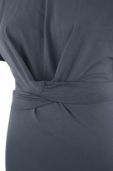 Trendyol Curve Damen Grau Einfarbig Midi Kurz Casual Gerade Große Größen Kleid - Image 3
