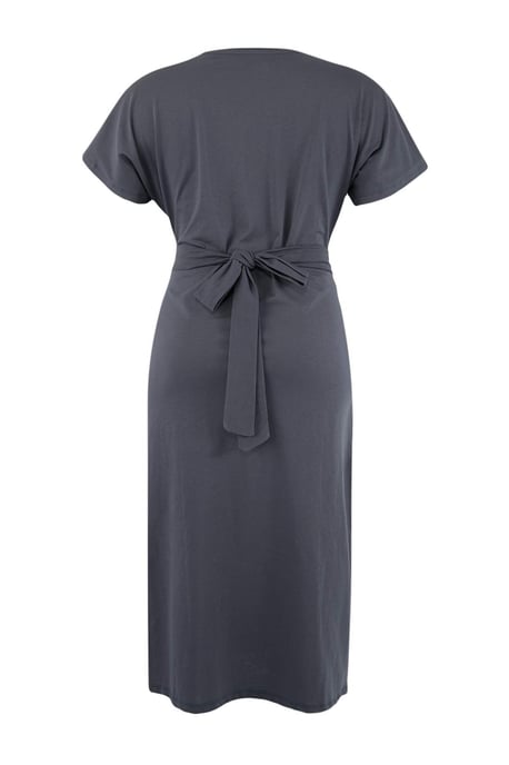 Trendyol Curve Damen Grau Einfarbig Midi Kurz Casual Gerade Große Größen Kleid - Image 4