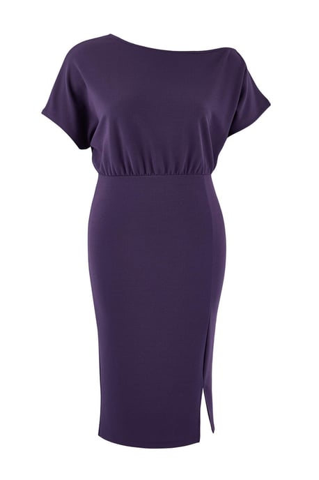 Trendyol Curve Damen Lila Einfarbig Midi Kurz Party Bodycon Große Größen Kleid - Image 4