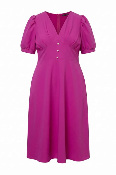 Trendyol Curve Damen Rosa Einfarbig Midi Kurz Cocktail A-Linie Große Größen Kleid - Image 3