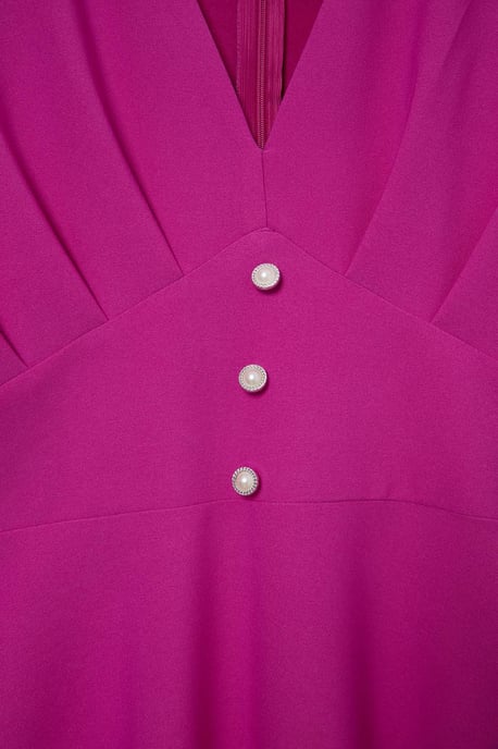 Trendyol Curve Damen Rosa Einfarbig Midi Kurz Cocktail A-Linie Große Größen Kleid - Image 5