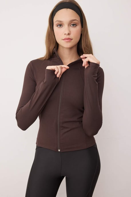 TRENDYOLMİLLA Damen Braun Einfarbig Tailliert Sport- Blazer - Image 5