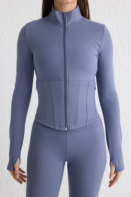TRENDYOLMİLLA Damen Dunkelblau Einfarbig Tailliert Sport- Blazer - Image 3
