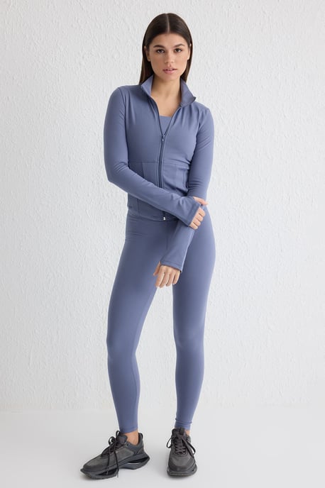 TRENDYOLMİLLA Damen Dunkelblau Einfarbig Tailliert Sport- Blazer - Image 6