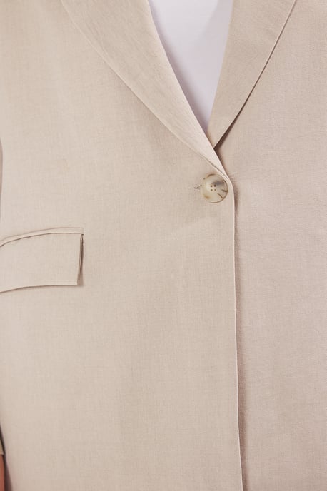 Trendyol Curve Damen Beige Einfarbig Lang Relaxed Fit Große Größen Blazer - Image 2