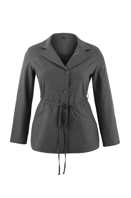 Trendyol Curve Damen Grau Gestreift Lang Tailliert Große Größen Blazer - Image 3