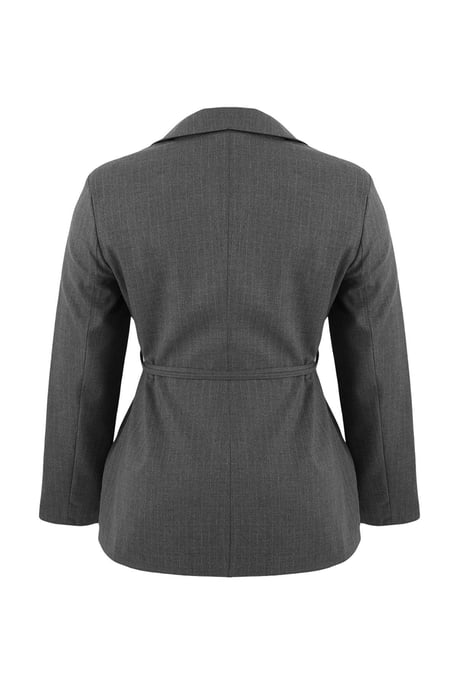 Trendyol Curve Damen Grau Gestreift Lang Tailliert Große Größen Blazer - Image 5