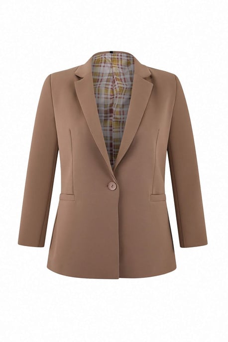 Trendyol Curve Damen Braun Einfarbig Lang Regular Fit Große Größen Blazer - Image 3