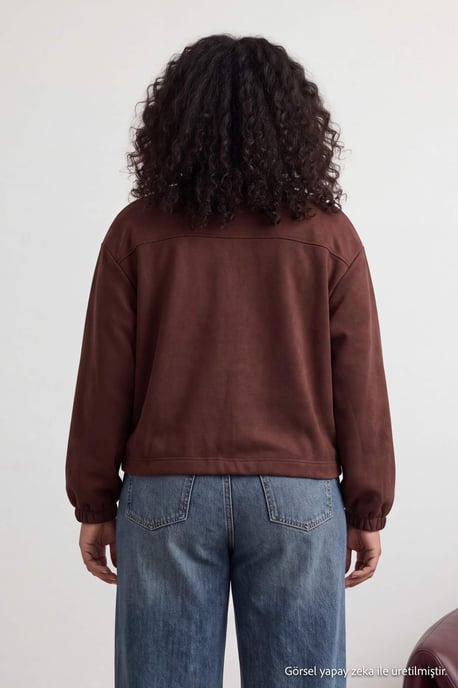 Trendyol Curve Damen Braun Einfarbig Lang, Tailliert Große Größen Blazer - Image 2