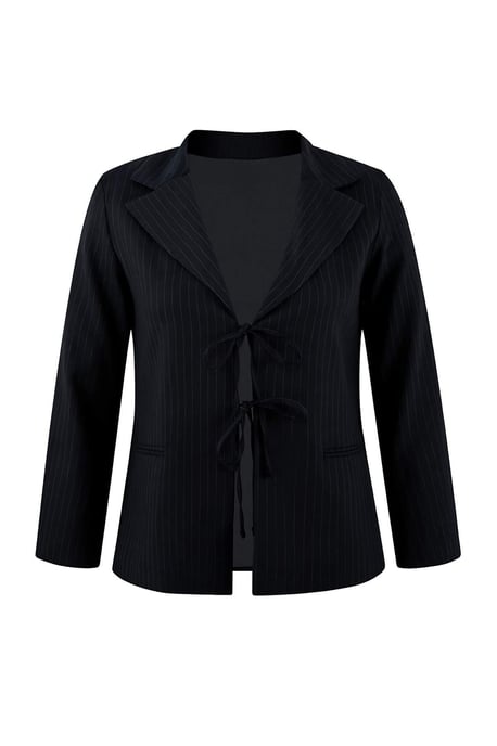 Trendyol Curve Damen Dunkelblau Gestreift Lang Oversize Große Größen Blazer - Image 3