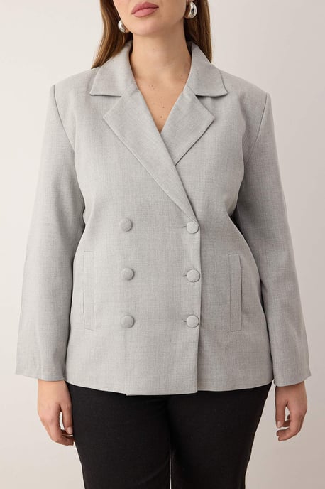 Trendyol Curve Damen Grau Einfarbig Lang Regular Fit Große Größen Blazer - Image 3