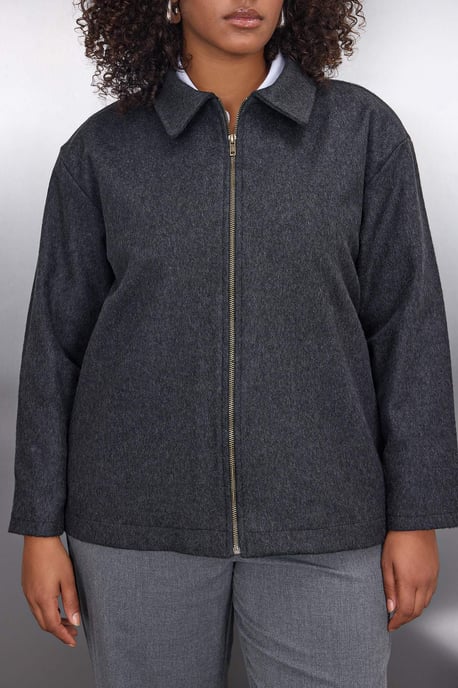 Trendyol Curve Damen Grau Einfarbig Lang Regular Fit Große Größen Blazer - Image 2