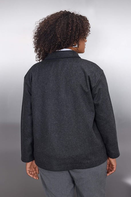 Trendyol Curve Damen Grau Einfarbig Lang Regular Fit Große Größen Blazer - Image 3