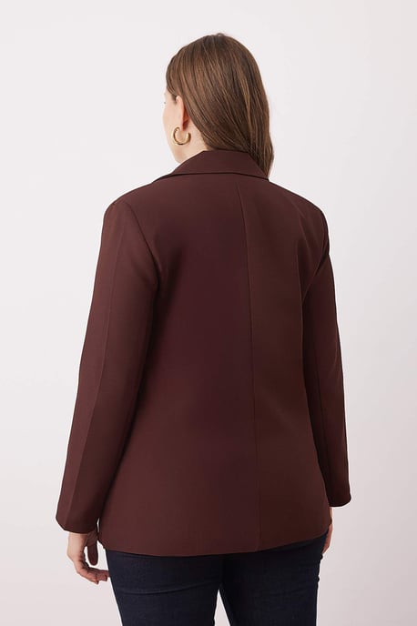 Trendyol Curve Damen Braun Einfarbig Lang Regular Fit Große Größen Blazer - Image 4