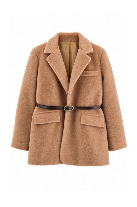 Trendyol Curve Damen Braun Einfarbig Lang Regular Fit Große Größen Blazer - Image 1