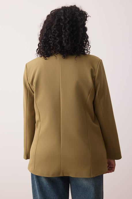 Trendyol Curve Damen Khaki Einfarbig Lang Oversize Große Größen Blazer - Image 3